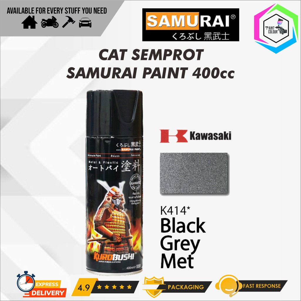 Samurai Paint K414* Black Grey Met Cat Semprot/Pylox Motor/Helm/Gundam