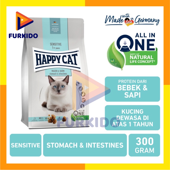 Happy Cat Sensitive Stomach &amp; Intestines 300 Gr / Makanan Kucing