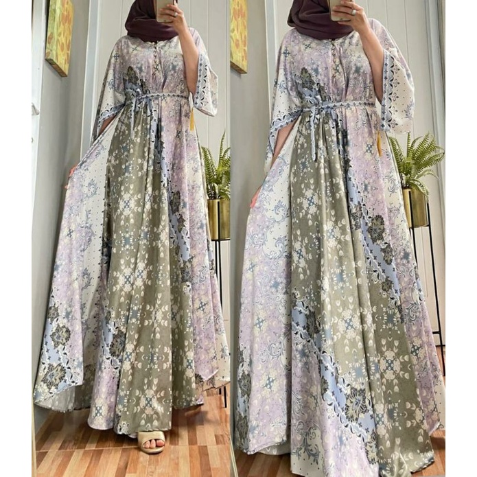 Santika Gown, GOWN WANITA MUSLIM JUMBO CANTIK FIT XXXXL LD 130 BAHAN DIOR SILK PREMIUM TERJUMBO TERMURAH OOTD