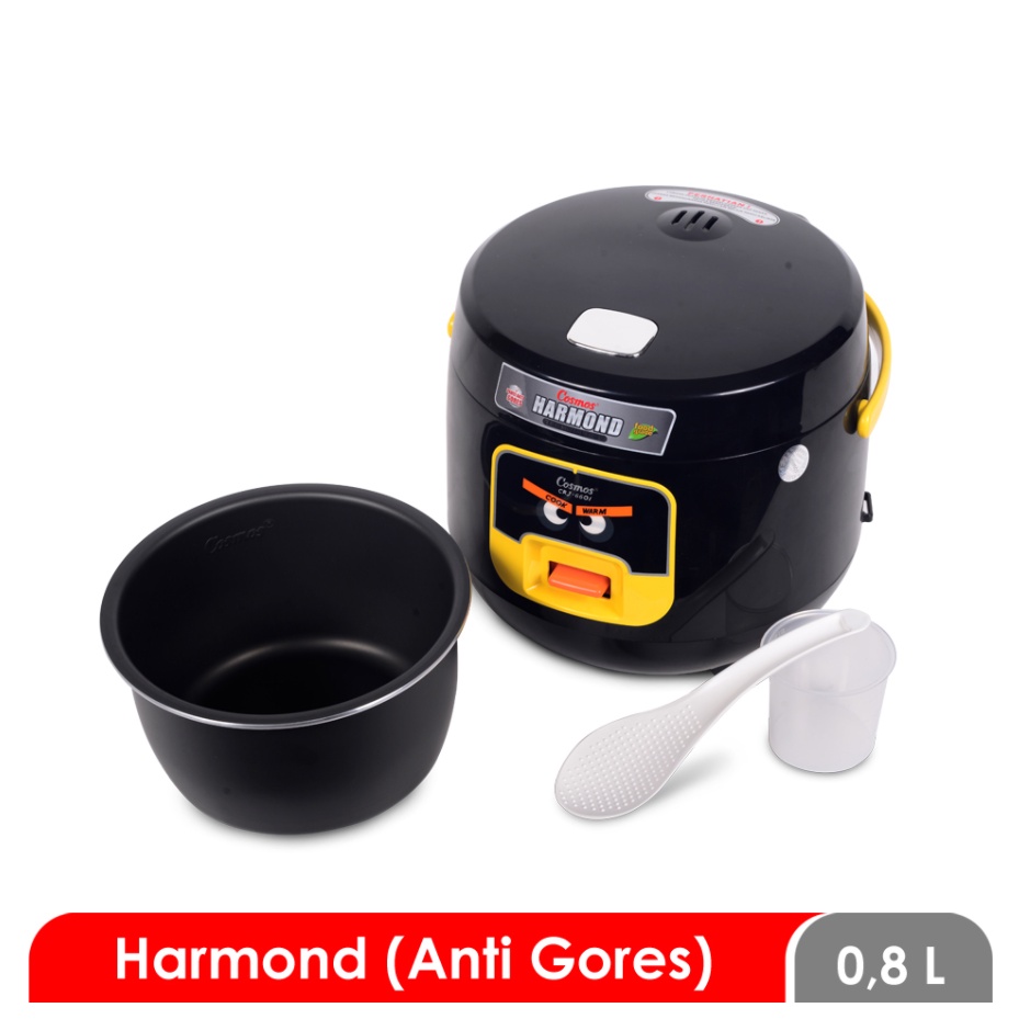 Magic Com Rice Cooker Cosmos Harmond Anti Gores 0.8 Liter  CRJ-6601 / CRJ6601 / CRJ 6601 B W Hitam Putih