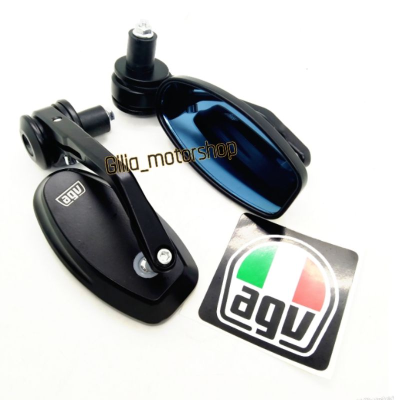 Spion AGV Jalu Oval SH -5001 Mirror putih-biru Universal Motor Nmax Lexi Aerox Scoopy Vario dll