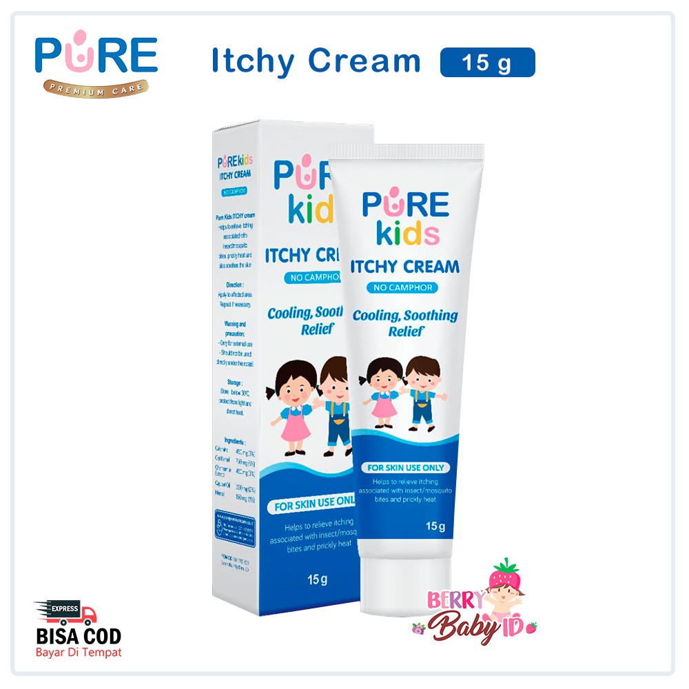 Pure Kids Itchy Cream Krim Pereda Gatal Bayi Anak 15 g Berry Mart