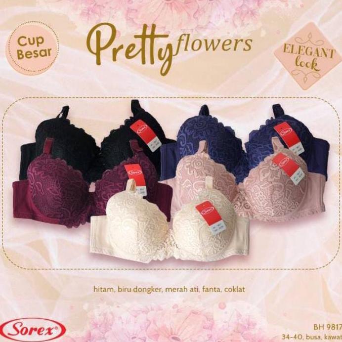 Original Bh Sorex Renda Bra Cup Besar Sorex Kawat Busa Art 9817