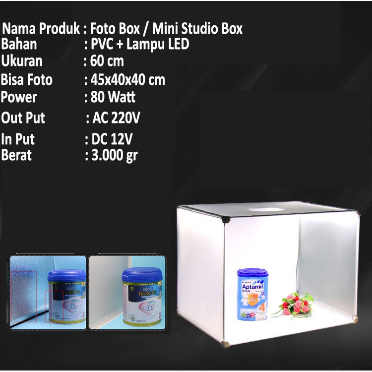 Mini Photo Studio Magic Box Light Box Portable dengan LED 45x40x40