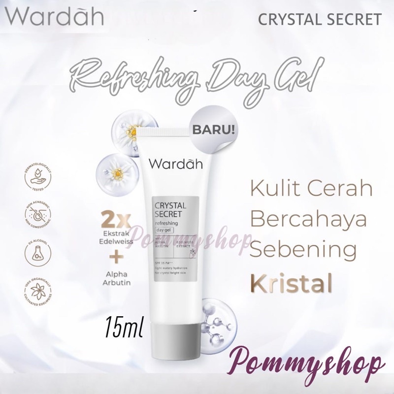 Wardah Crystal Secret Refreshing Day Gel 15ml | Pelembab Wajah