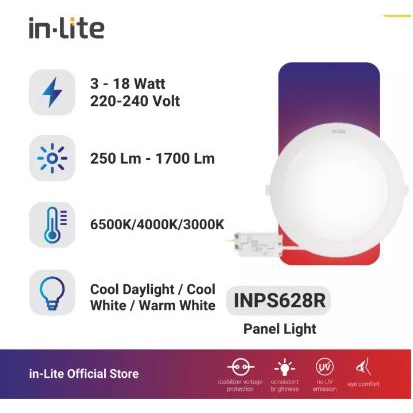 Lampu Downlight In-Lite LED 12w 12 Watt panel bulat INLITE