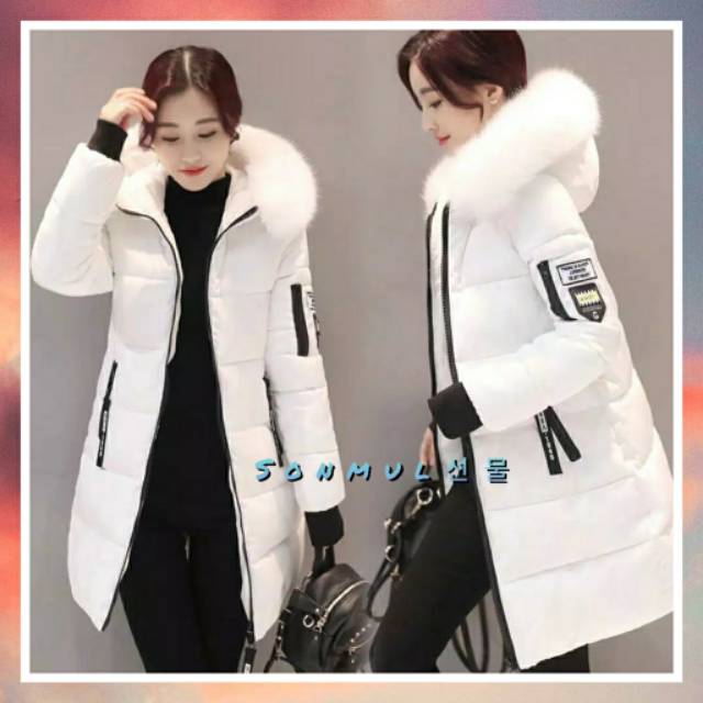 WOMAN WINTER HOODIE DOWN LONG COAT JAKET PANJANG MUSIM DINGIN BULU