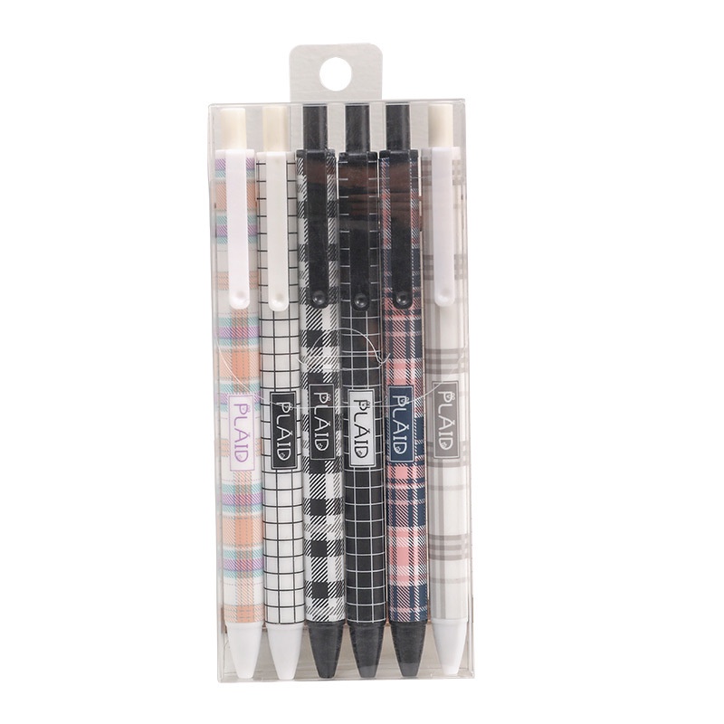 6pcs / Set Pulpen Gel 0.5mm Warna Hitam Gaya Vintage Untuk Alat Tulis Sekolah / Kantor