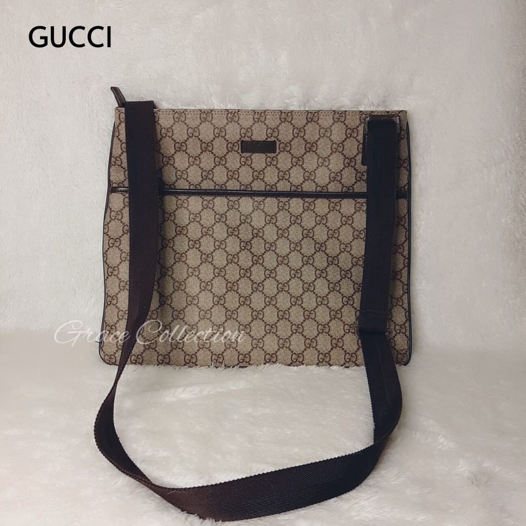 TAS PRIA BRANDED ORIGINAL - GC GG SUPREME CROSSBODY BAG BIEGE BROWN LARGE