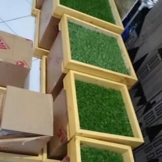 Paket kotak  hantaran kayu  rumput akrilik  kaki 5 kotak   Paket kotak  hantaran kayu  rumput akrilik  kaki 5 kotak