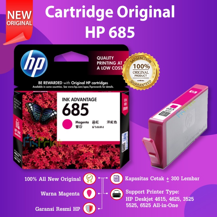 HP 685 Black CZ121AA Cartridge Tinta Printer 4615 4625 3525 5525 6525