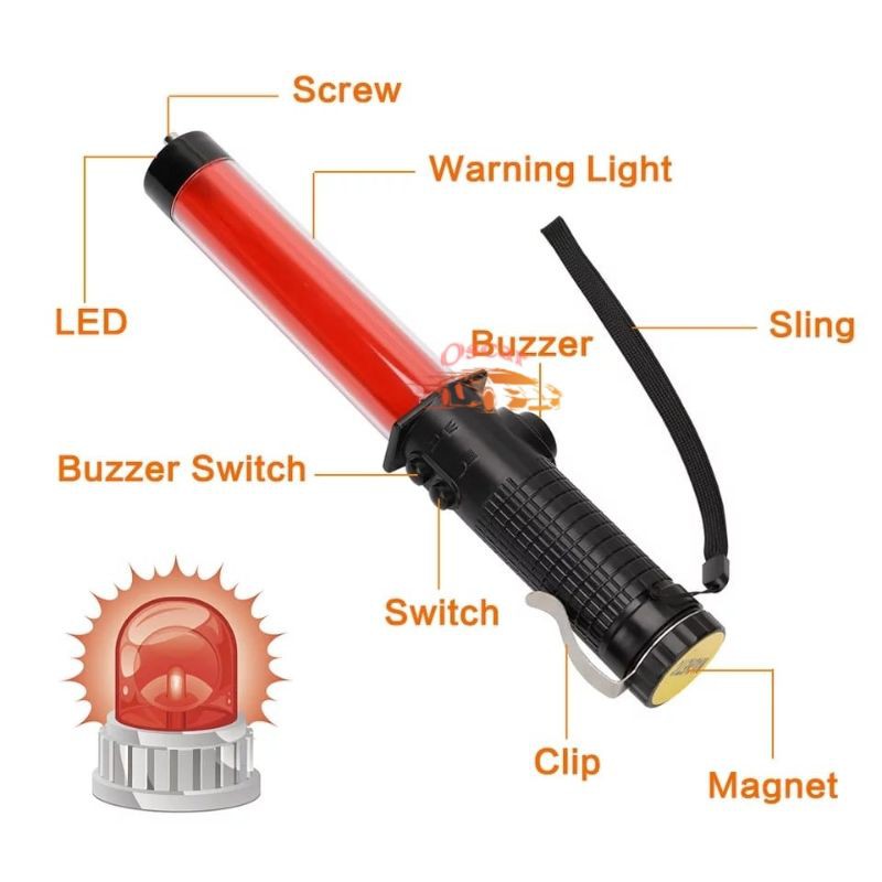 Senter Polisi Bunyi / Baton Lalu Lintas / Tongkat Parkir Nyala &amp; Suara
