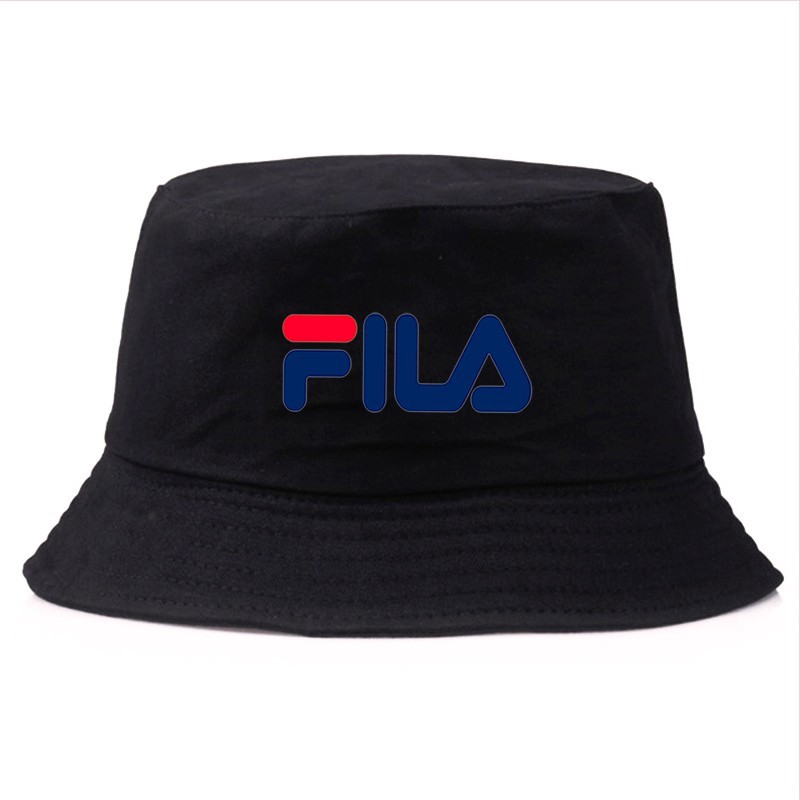 FILA topi outdoor topi bucket and pria wanita sailor hat fisherman hat retro cotton unisex topi bucket