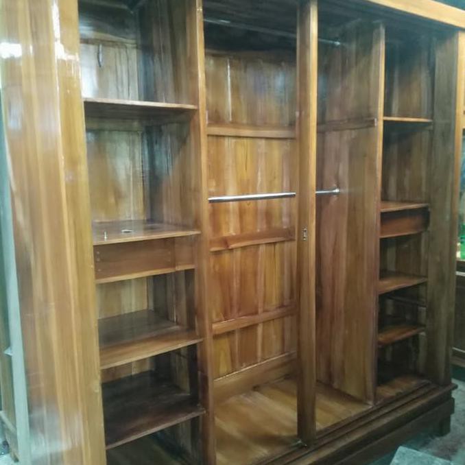  lemari  4  pintu  sliding  jati  ready stok Shopee Indonesia