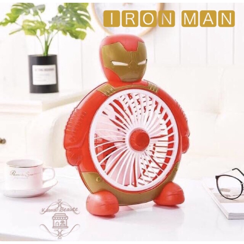 Kipas Angin IRONMAN 7” inci / Fan Karakter Kipas Duduk