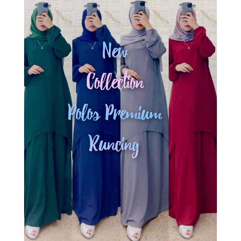 DRESS MUSLIM MALAYSIA  / DRESS KURUNG MALAYSIA POLOS PREMIUM RUNCING