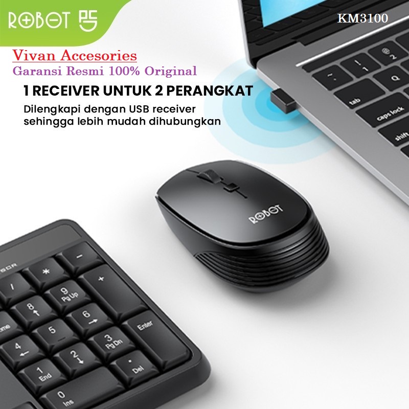 Robot KM3100 Combo Set Optical Mouse &amp; Keyboard Wireless 2.4G