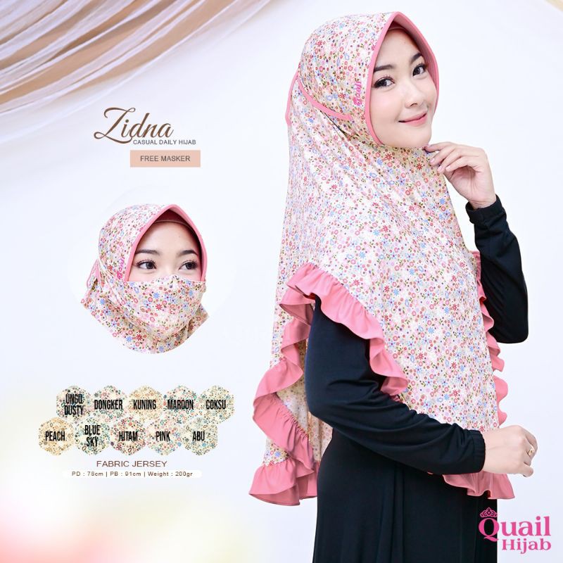 Jilbab Instan motif harian khas Quail model ZIDNA