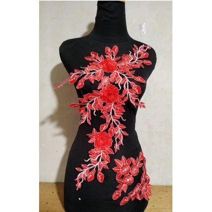 Pondok Gede Store Bordir Renda Tempel Tasik Asoka Merah Lace Patch Embroidery