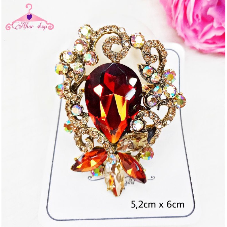 Athar Shop|Bros kristal diamond permata kilau imitasi/Brooch import premium mewah/bross hijab pesta