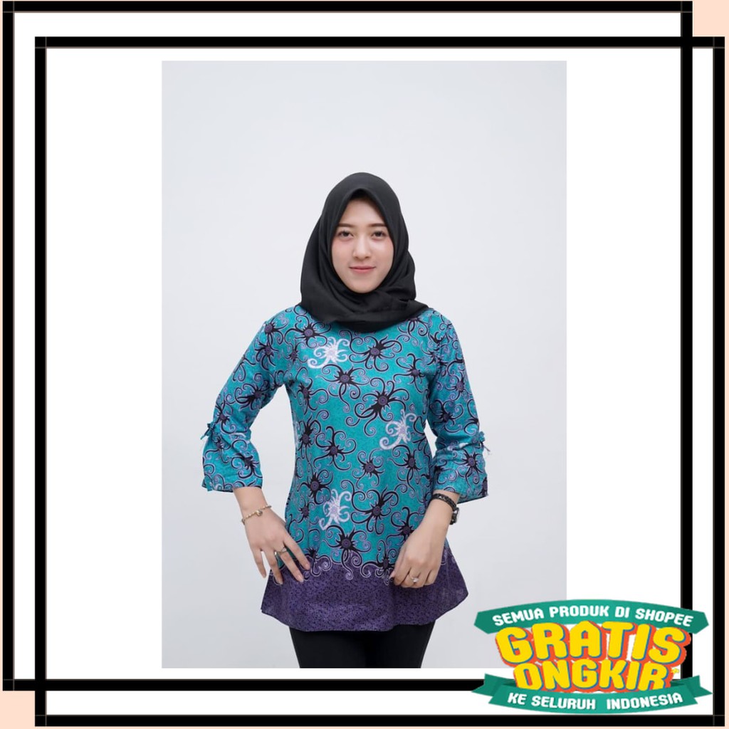MOTIF TERBARU MODEL KOREA BATIK KEKINIAN SEMARANG / atasan batik wanita cumi toska