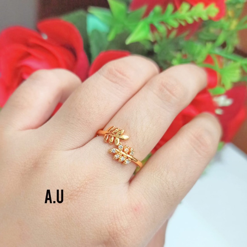 Cincin TITANIUM Remaja permata simple &amp; fashionable,Gold anti karat | COD