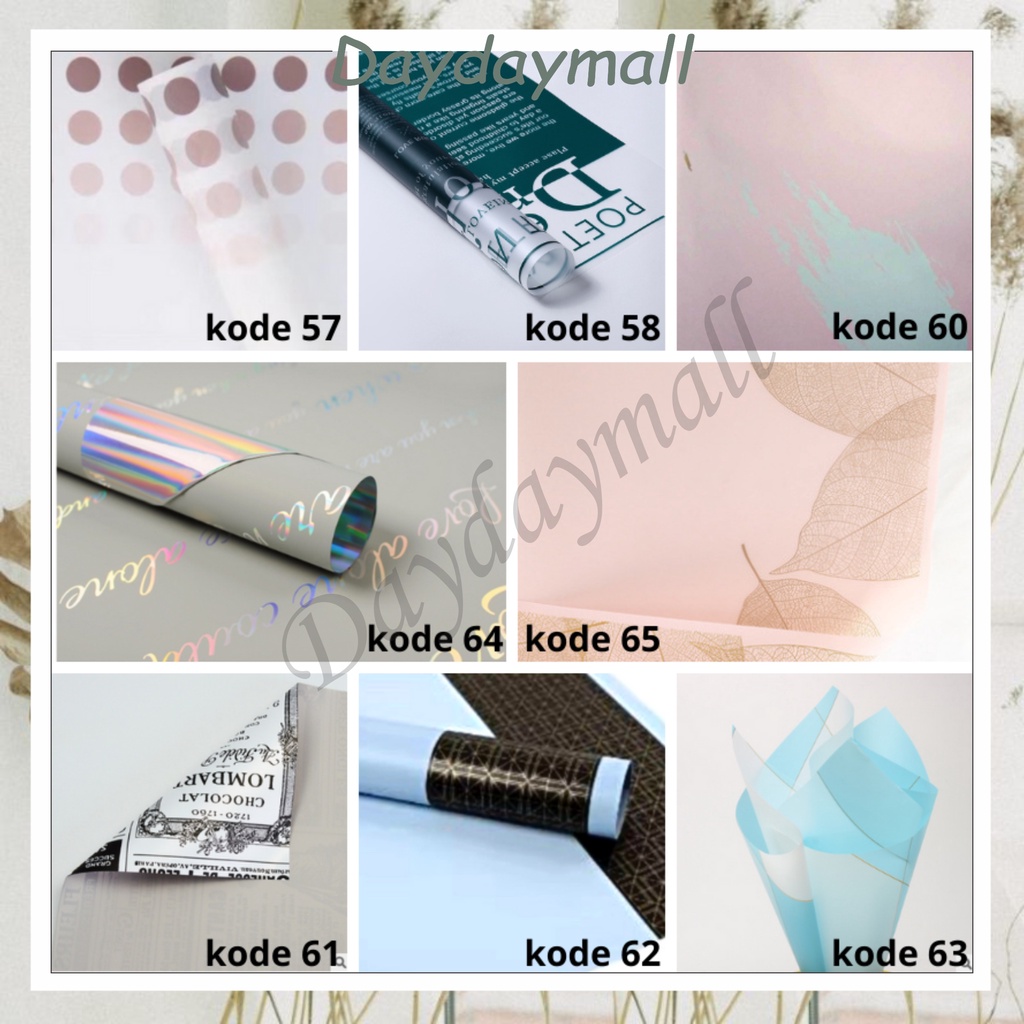 Flower Wrapping / Paper Cellophane Waterproof Hand Buket (ECER) Kertas Kado 6057