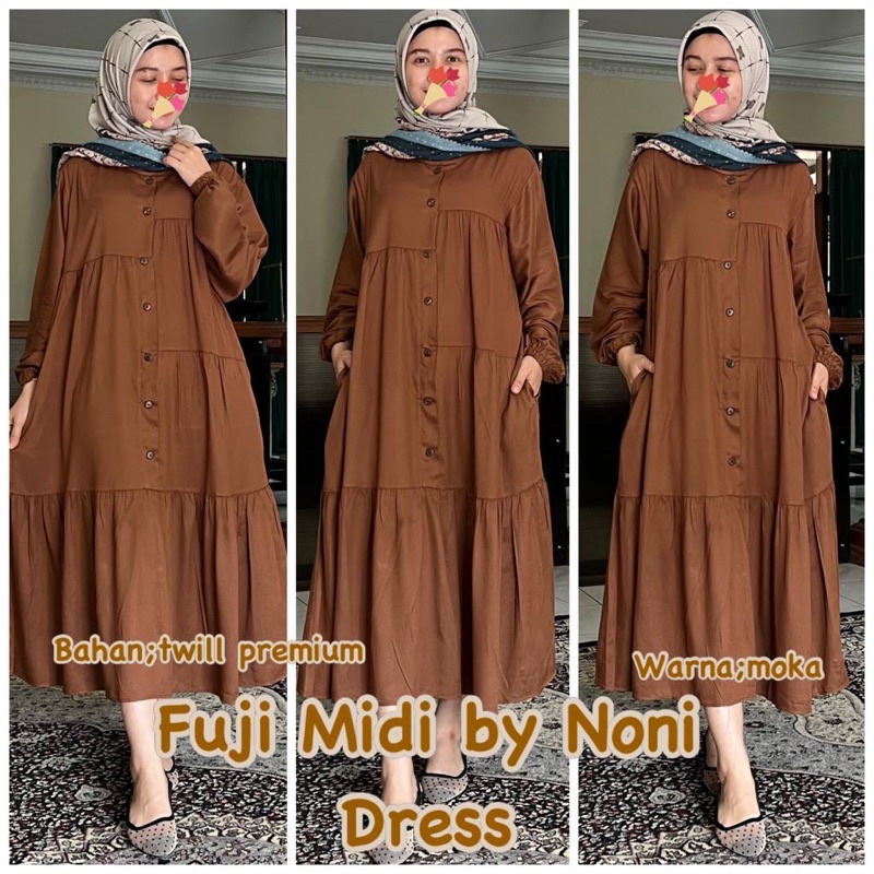 Daster Arab Noni FUJI Midi Dress Flowy Premium Twill