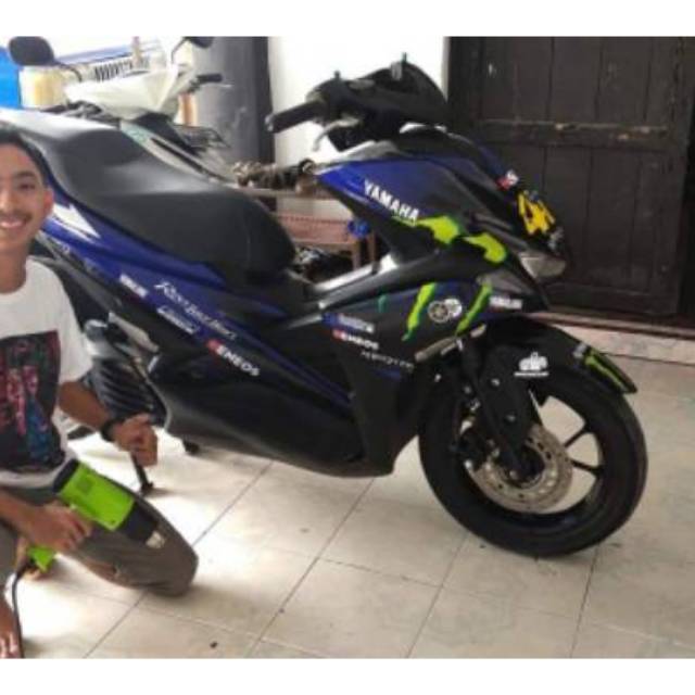 DECAL AEROX ROSSY 46 DECAL AEROX 155 VARIASI monster energi costum blue keren termurah