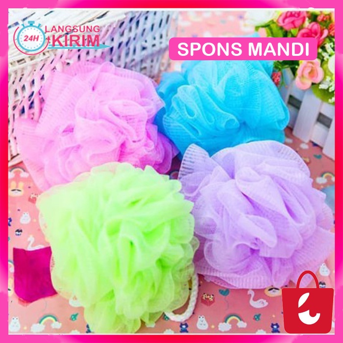 [Ready Stok] SPONS MANDI JARING Shower Puff Bath Sponge Ball Super Busa Pengangkat Daki Multicolor