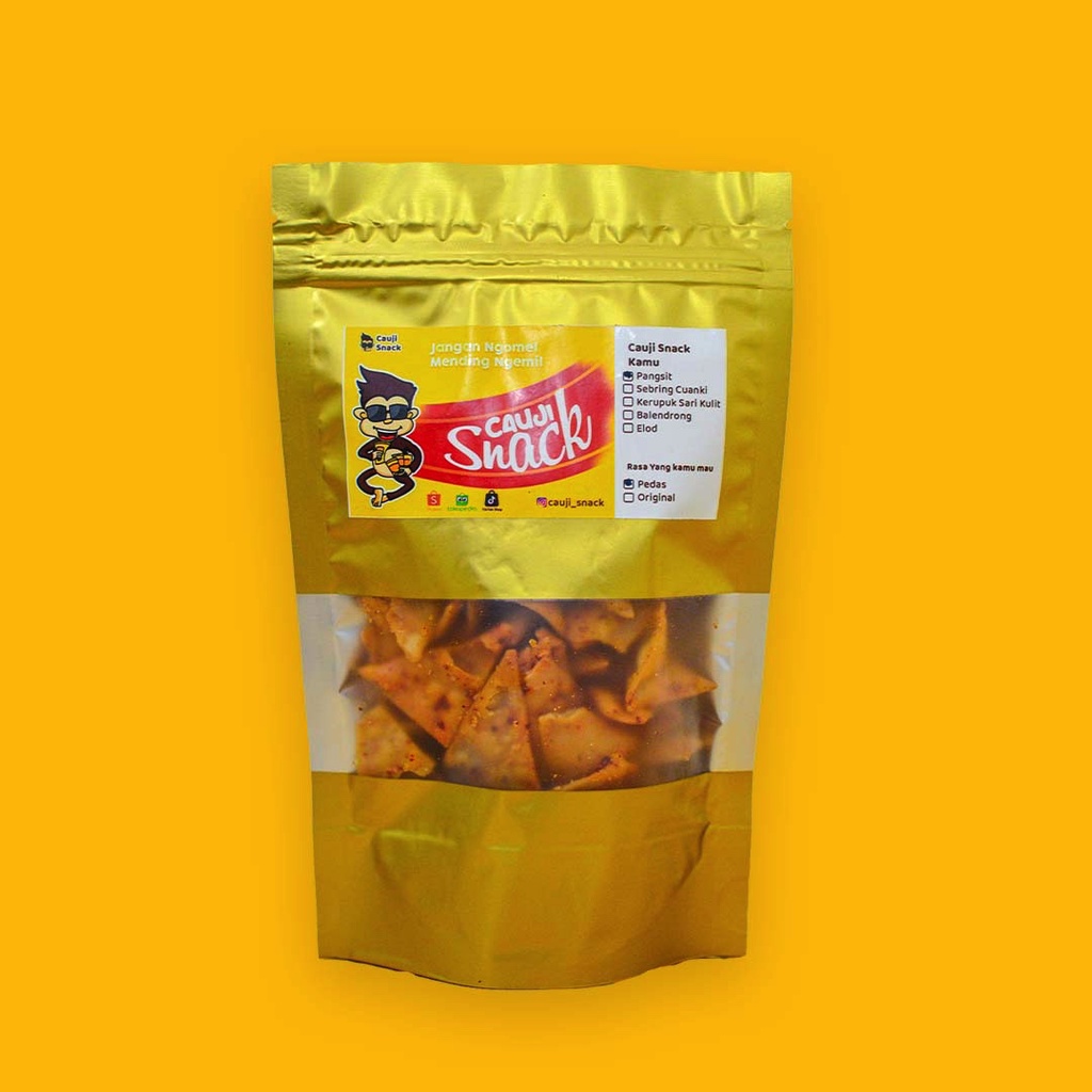

keripik kripik kulit Pangsit 75 gram cauji snack