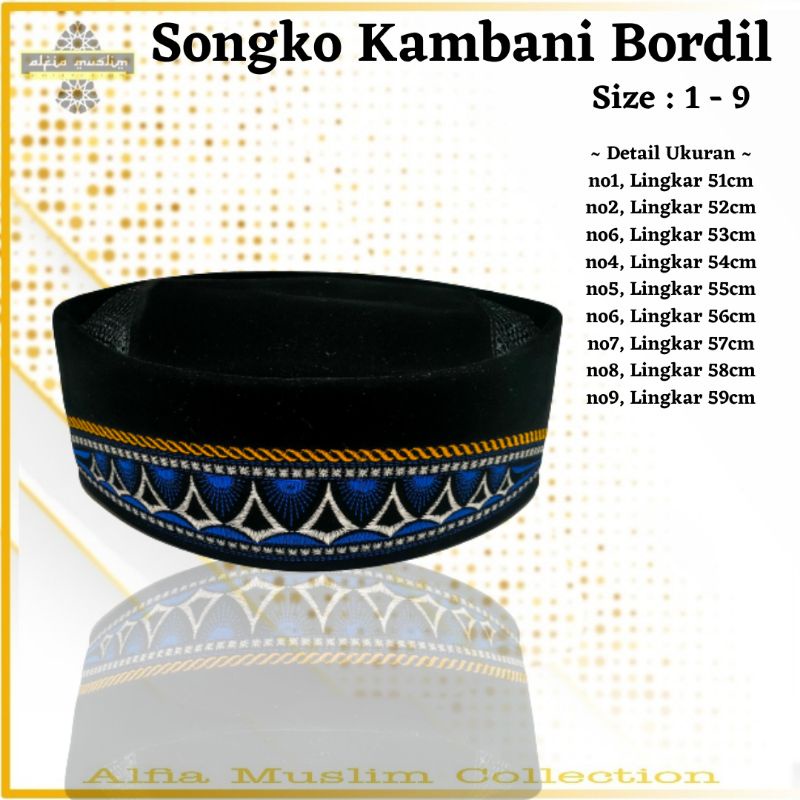 Peci Kopiah Songko Kambani Soga Bordil Peci Hitam Bordil