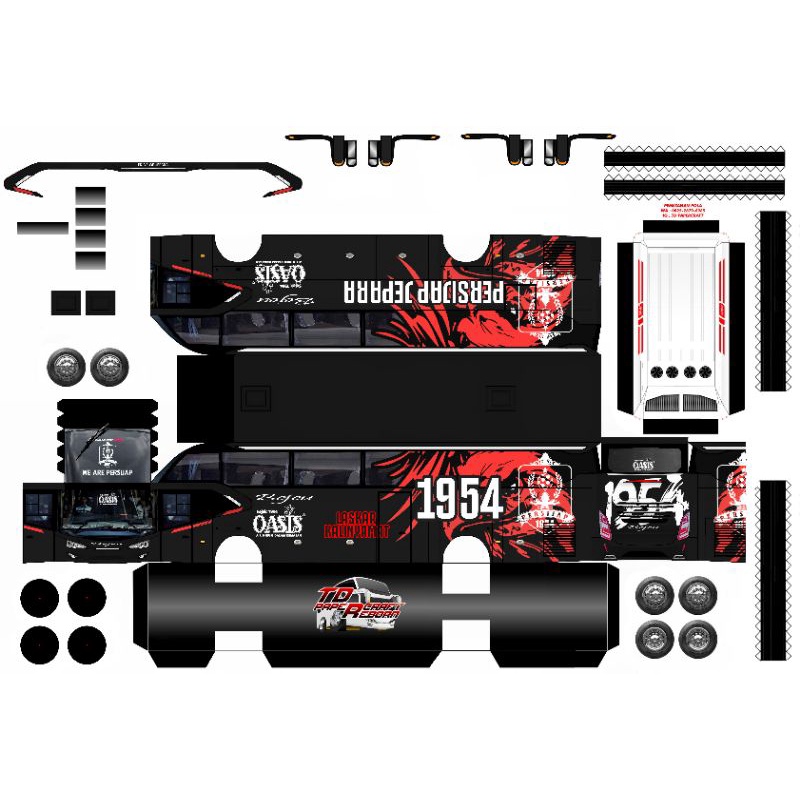 Lembaran Pola PaperCraft Bus Bejau Persijap Jepara  Avante Skala 1:50