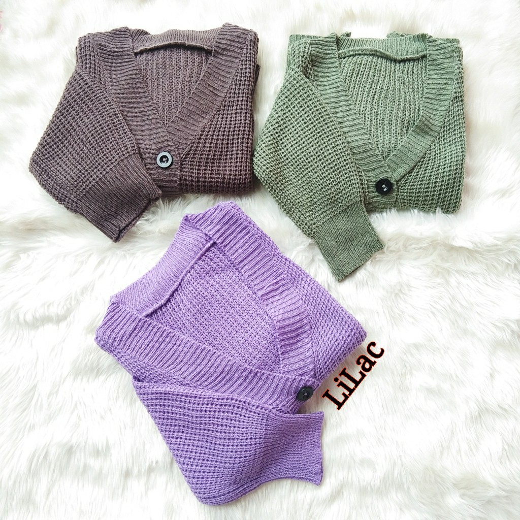 Cardi Rajut oversize - Nakara Cardigan Rajut Premium  - Cardi Rajut oversize - kardigan crop 7 gate.-CROP LILAC