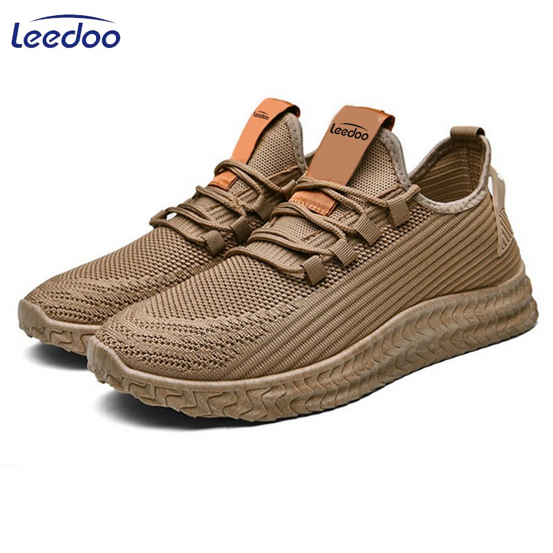 Leedoo Sepatu Pria Sneakers Casual Fashion Terbaru Sport Running Shoes MR109-Coklat