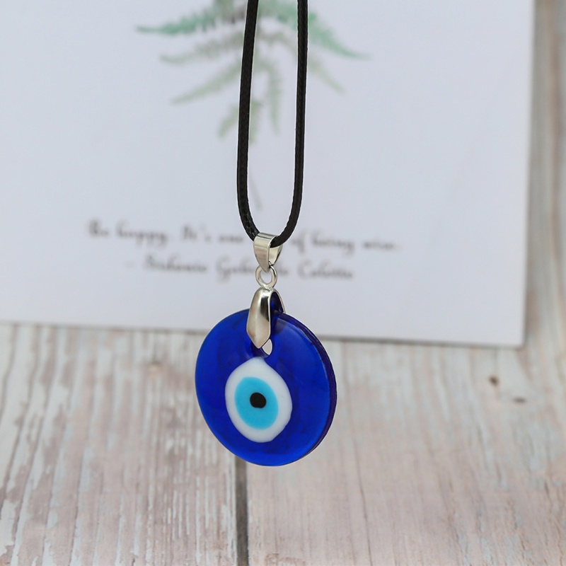 Siy Kalung Tali Kulit Liontin Evil Eye Biru Turki Bahan Resin Untuk Priawanita