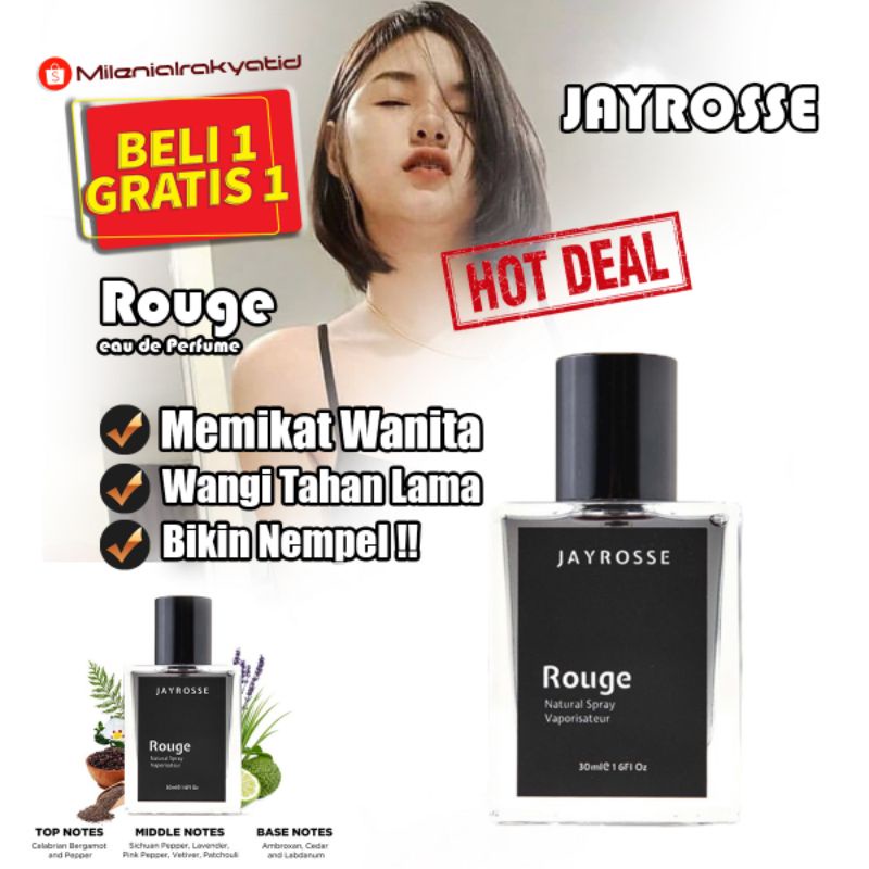 JAYROSSE PERFUME - ROUGE 30 ML | PARFUM PEMIKAT WANITA BELI 1 GRATIS 1 WANGI TERPOPULER