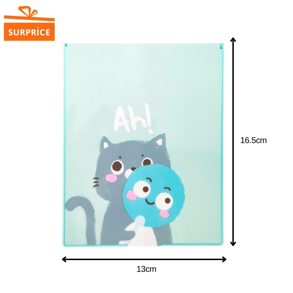 Surprice Cermin Lipat Make Up / Cermin Rias Makeup Buku / Kaca Rias Portable Kecil / Cermin Dandan Travel Mini-Ah! Biru