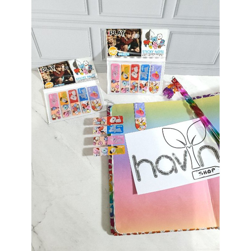 pembatas plastik + magnet/post it plastik (80pcs) + 1pc pembatas magnet/pembatas BTS/post it BT-21-2