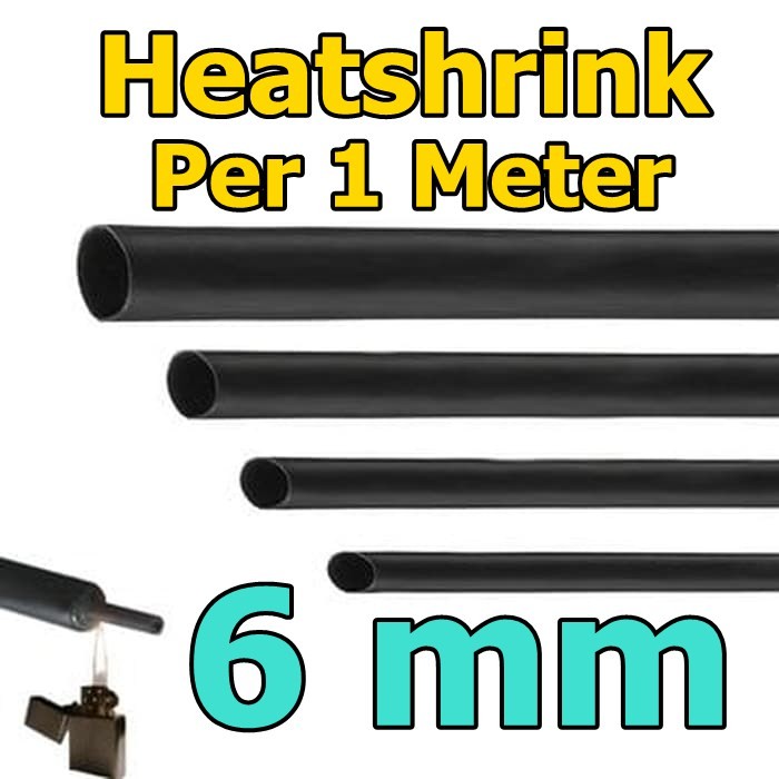 Heatshrink Selang Bakar 6mm 1Meter 1M Selongsong ciut Pembalut Kabel