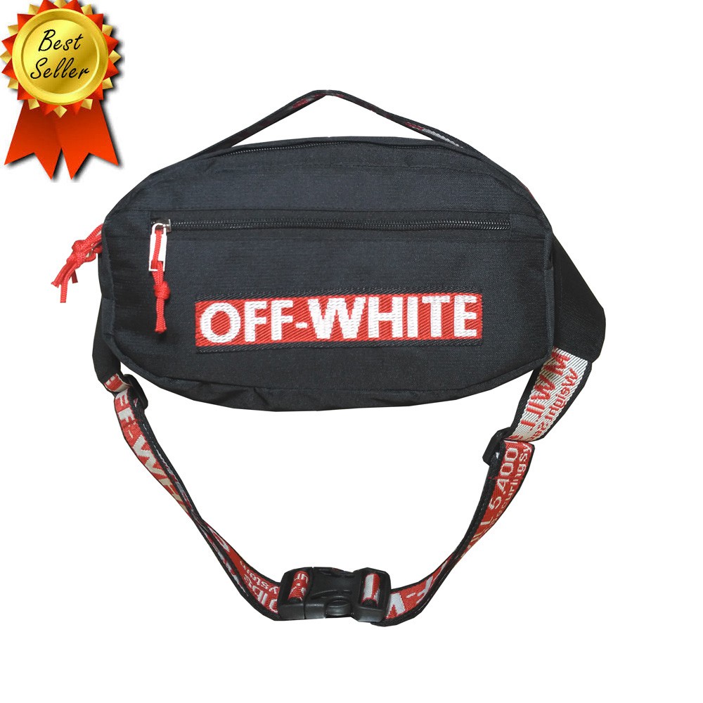 Off White Lbs 5400 Tas Multi Fungsi /Cowok/ Cewek/Dada/Pinggang/Slempang/Waistbag OF0001 - Black