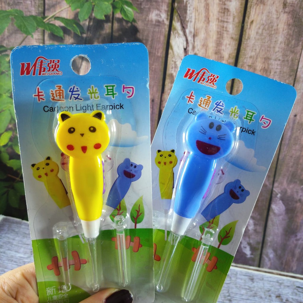 Korek Kuping Lampu / Earpick Cartoon LED Cute Animal Korek Kuping Telinga Karakter Lampu LED