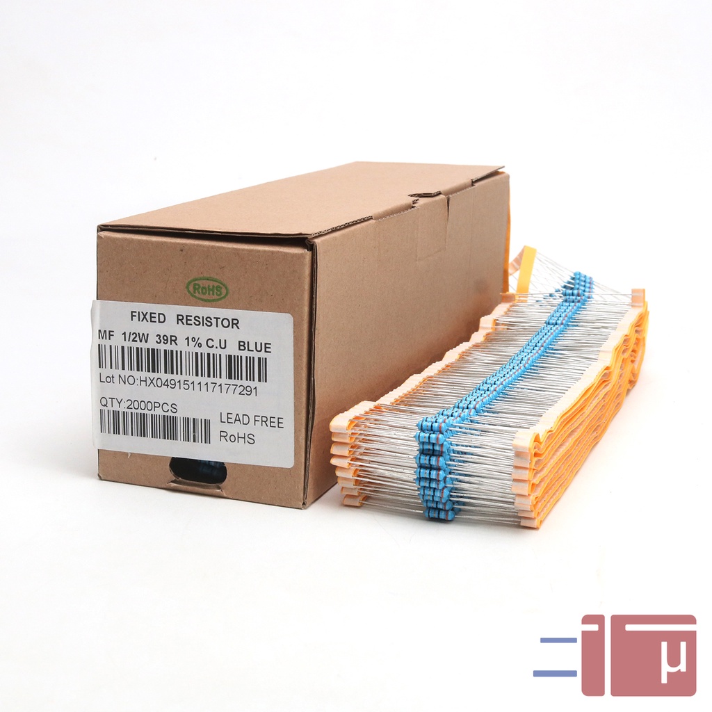 x10 Resistor 39R 39 Ohm 1/2W Metal Film 1% Taiwan Kaki Tembaga