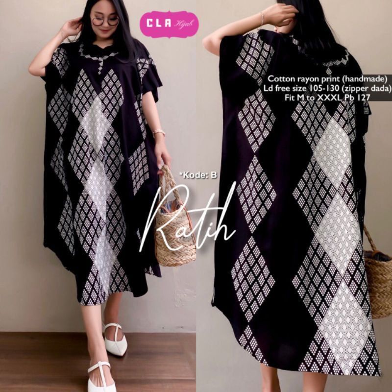 Daster Busui Murah Model Payung BISA COD - Daster Ratih - Pradita Dress Cap Hitam putih