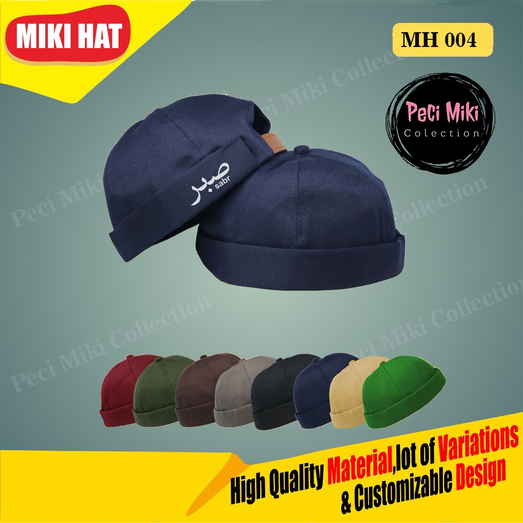 Peci Miki Hat Dewasa Kaligrafi Sabar Peci Miki hat Premium Original Topi Brimless
