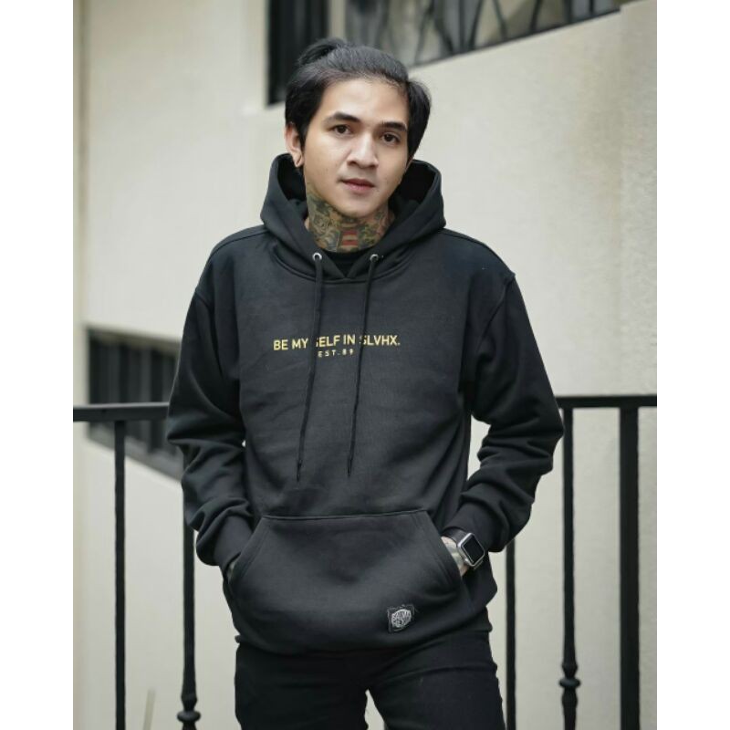 Sweater Hoodie Simple Be My Self Sablon Kuning Sweater Pria Salviohexia