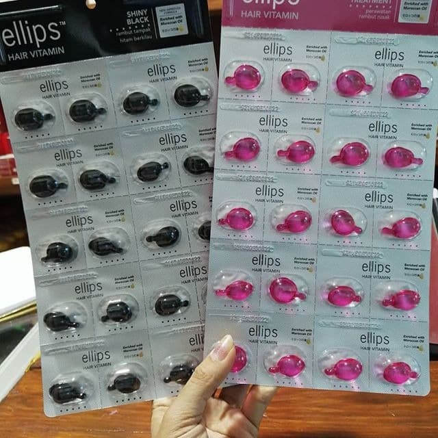 [BLISTER BESAR 20PCS] Ellips Hair Vitamin Rambut Isi 20 Butir PINK &amp; HITAM