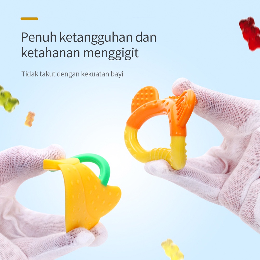 AIKOKY Teether bayi berbentuk buah Mainan gigitan bayi bahan silikon