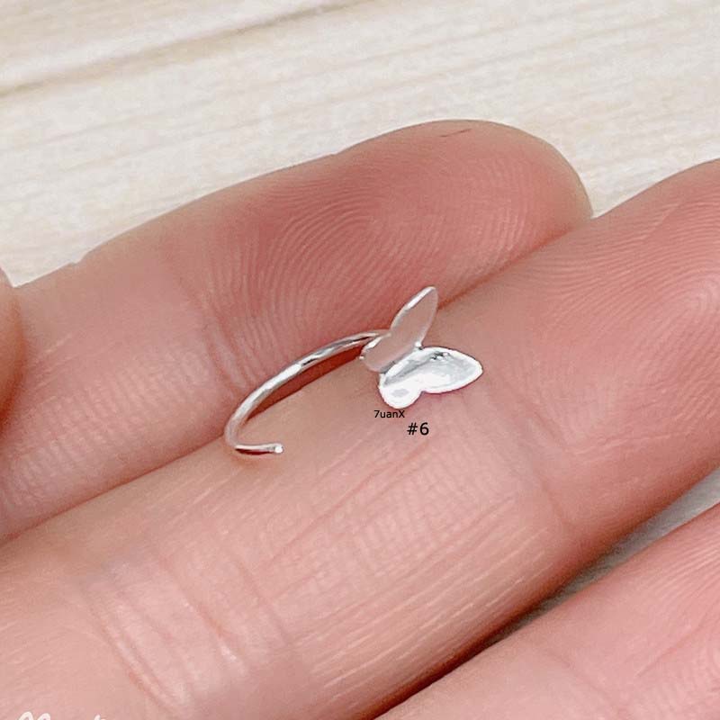 1pc Anting Tindik Bahan Sterling Silver 925 Desain Bunga / Hati / Bintang Hypoallergenic 20 Gage Untuk Wanita