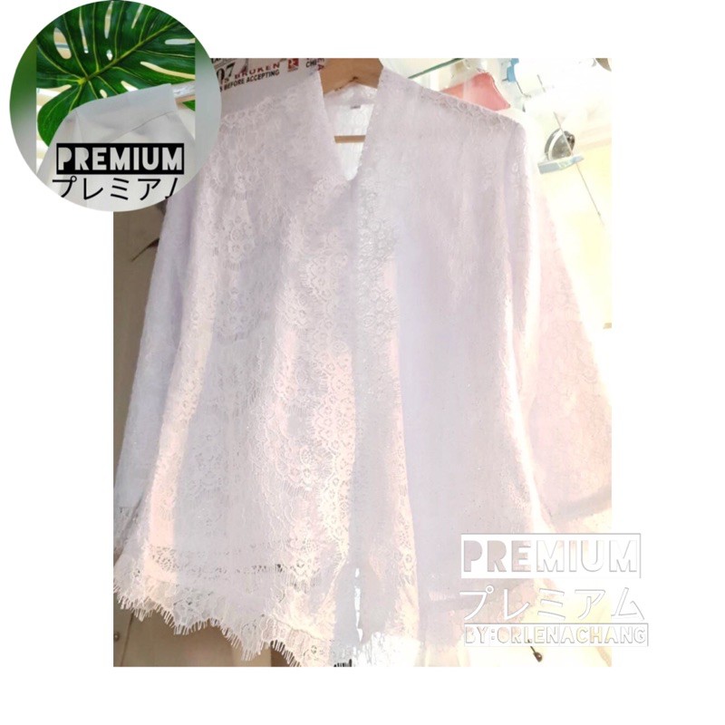 PREMIUM Kebaya brukat putih warna kartini modern